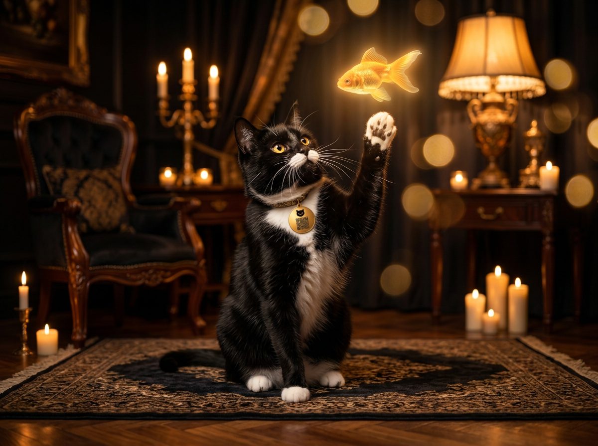 Gato em arte Caça na Tela